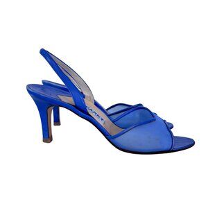 Suarez Vero Cuoio Women's Blue Slingback Leather Stiletto Open Toe Sandals S 39